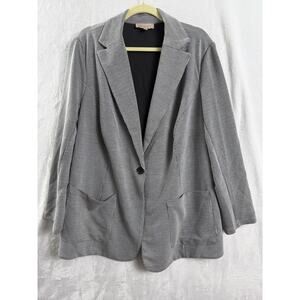 Philosophy Long One Button Striped Blazer Black White Size 2X
